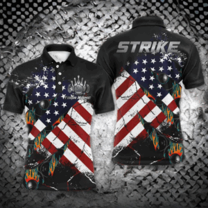 American Flag Bowling Shirt for Men Custom Bowling Jersey Strike Patriot League Bowlers Polo Shirt NBP151