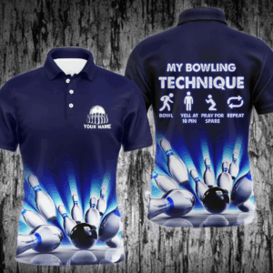 My bowling technique custom funny bowling polo shirts for men, Personalized team bowling jerseys NQS4674