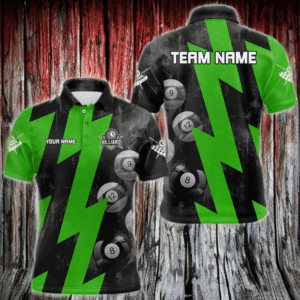 Green Billiard Thunder Polo & Quarter Zip Shirt For Men, Billiard Jerseys Best Billiard Team Shirt TDM3099