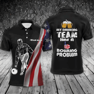 Funny Men Polo Bowling Shirt, Personalized Team Bowlers Jersey American Flag Beer Lovers NBP74