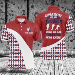 Personalized Men Bowling Shirt Red Argyle Bowling Jersey with Name Funny League Bowling Polo Shirt NBP44