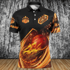 Men's bowling shirt custom name flame bowling shirt, personalized bowling team shirts bowling jerseys NQS4453