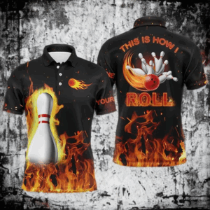 Custom bowling shirts for men This is how I roll, black flame bowling shirt, custom bowling jerseys NQS4435