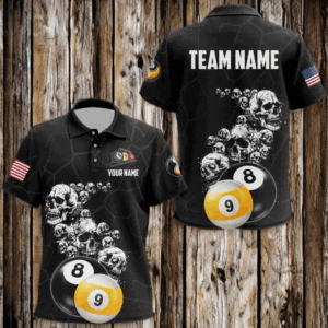 Personalized Skull 8 Ball & 9 Ball Billiard Shirts For Kid Custom Unique Billiard Apparel Jerseys TDM1971