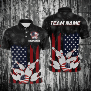 Custom American Flag Bowling Shirts for Men Women Patriotic Bowling Polo & 1/4 Zip MBL03