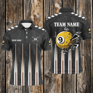 Funny Crack 9 Ball Pool Custom Men Billiard Polo & 1/4 Zip Shirts, 9 Ball Pool Billiard Jerseys TDM3046
