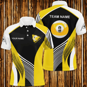 Personalized 9 Ball Pool Billiards Polo Shirts For Men Custom 9 Ball Pool Shirts, Billiards Jerseys VHM0564