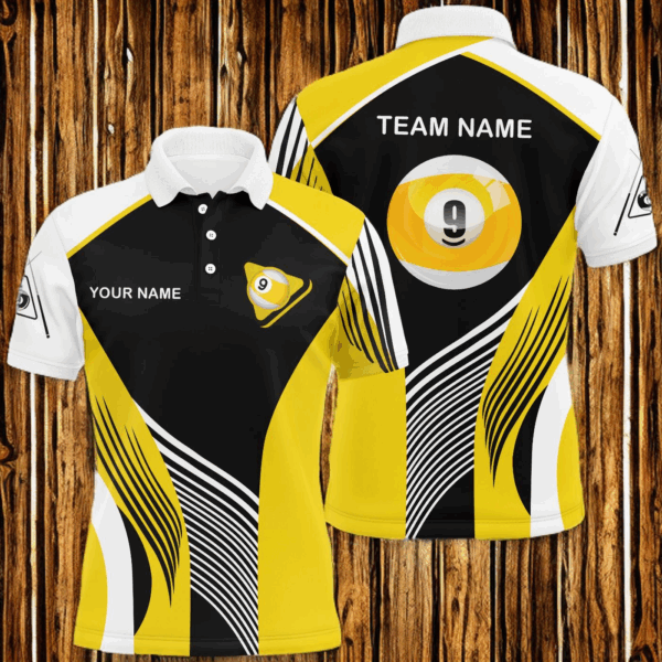 Personalized 9 Ball Pool Billiards Polo Shirts For Men Custom 9 Ball Pool Shirts, Billiards Jerseys VHM0564