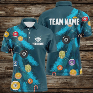 Personalized Christmas Pine Tree Decorated With Billiard Balls Shirt For Men, Xmas Billiard Jerseys TDM3011