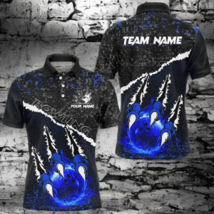 Blue Flame Bowling Ball Black Camo Bowling shirts for Men custom Team bowling League jerseys NQS8734