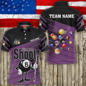 Personalized Purple Give Me A Shoot Billiard Shirts For Men, Funny Saying Billiard Jerseys TDM2989