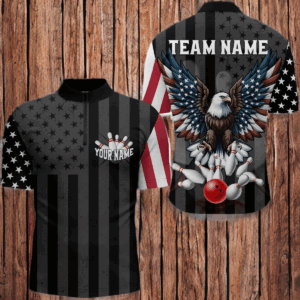 Eagle Bowling Quarter-Zip Shirt Custom Bowling Jersey for Men Bowling Team League QZT51