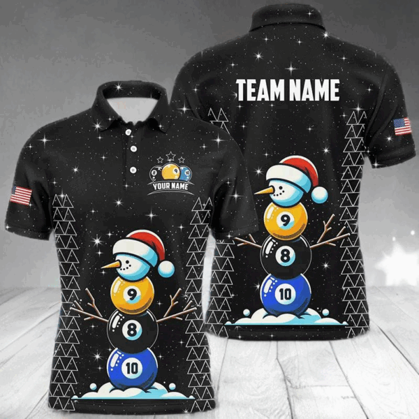 Custom Galaxy Christmas Billiard 8 Ball 9 Ball & 10 Ball Shirts For Men Funny Xmas Billiard Jerseys TDM2964