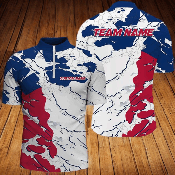 Bowling Ball Pattern Texas Flag Custom Unisex Bowling Team Shirts, Patriotic Bowling Jerseys IPHW6494
