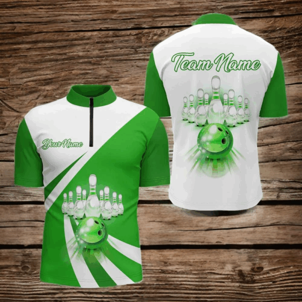 Bowling Quarter-Zip Shirt Men Custom Bowling Jersey 1/4 Zip Bowling Team League Shirt BDT136