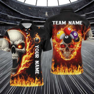Fire Flame Skull Billiard Balls Custom 3D Printed Men Billiard Shirts Team League Billiard Jerseys TDM2941