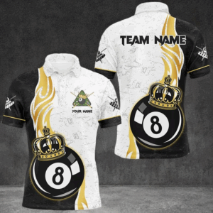 Personalized 8 Ball Pool Crown Billiard Shirts For Men Custom Pool Jerseys Billiard Team Shirts TDM2940