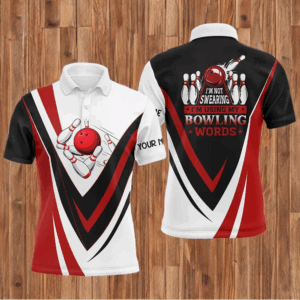Custom bowling polo shirts for men I'm not swearing, I'm using my bowling words red bowl shirts NQS6633