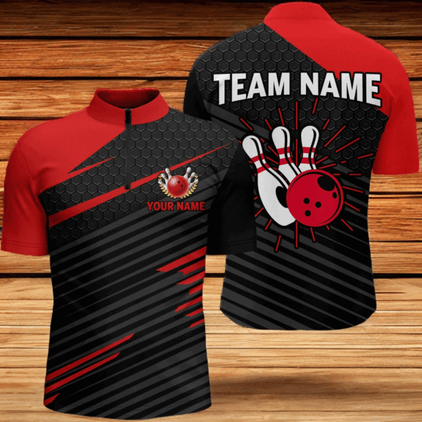 Personalized Bowling Jersey Men Custom Bowling Shirt Team Bowling Quarter-Zip Shirts BDT343