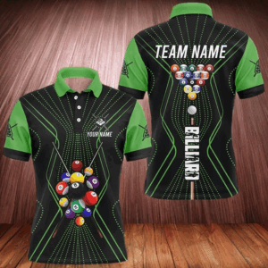 Black And Green Billiard Jerseys Halftone Pattern Custom Men Billiard Shirts, Billiard Team Uniform TDM2893