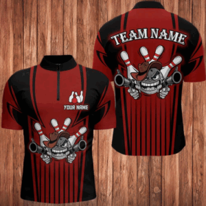 Custom Bowling Shirt for Men Bowling Jersey Bowling Team League Quarter-Zip Shirt QZT44