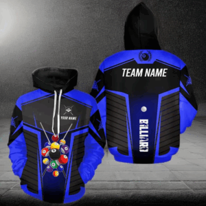 Personalized Blue Billiard Balls 3D Hoodie For Pool Player Custom Billiard Hoodie Long Sleeve Shirt TDM0654