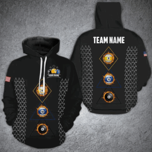 Personalized Billiard 8 Ball 9 Ball & 10 Ball Pool Hoodie, Black Billiard Hoodie Pool Jerseys TDM1711