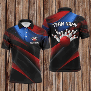 Custom American Flag Men'S Bowling Polo Shirts, Patriotic Bowling Team Bowling League Shirts IPHW5247