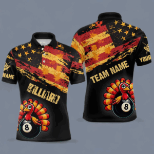Funny Turkey Retro Autumn American Flag Men Billiard Jerseys Patriotic Thanksgiving Billiard Shirts TDM2819