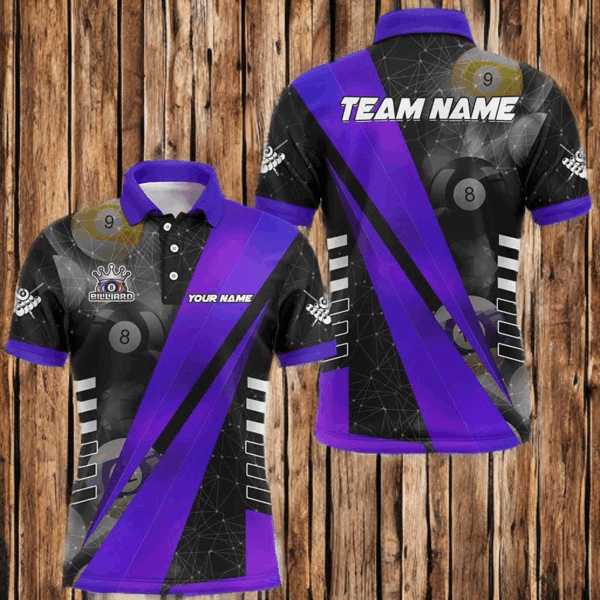 Best Custom Billiard Jerseys Uniform For Men, Personalized Tournament Billiard Shirts |Purple TDM2143