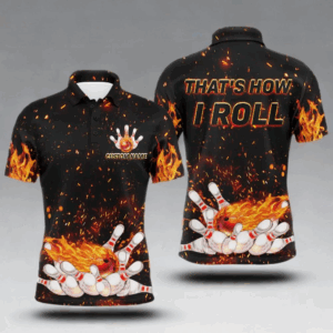 Men's Flame Polo Bowling Shirt, That's How I Roll, Custom Name Men Bowlers Jersey NBP92