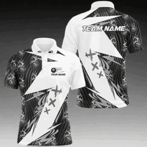 Black Billiard 8 Ball Flame Pattern Custom Pool Shirts For Men, Billiard Tournament Team Jerseys TDM2774
