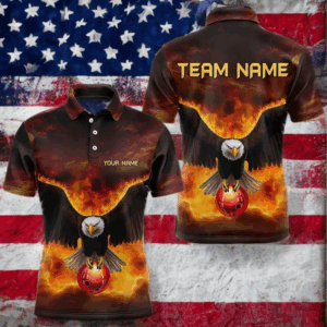 Personalized Flame Eagle Custom Bowling Team Shirts For Mens, Fire Eagle Bowling League Jersey NQS9512