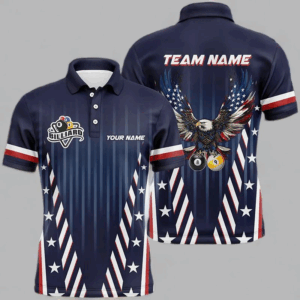 Customized Eagle American 8 & 9 Ball Billiard Shirts For Men, Patriotic Billiard Flag Team Jerseys TDM2748