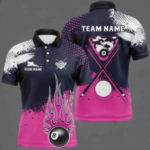 Pink Grunge Paint Splatter Custom Billiard Shirts For Men, 8 Ball Billiard Team Shirts Pool Jerseys TDM2746