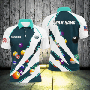 Personalized Billiard Balls Sport Jerseys For Men, Billiard Team Shirts, Pool Jerseys |Turquoise TDM2713