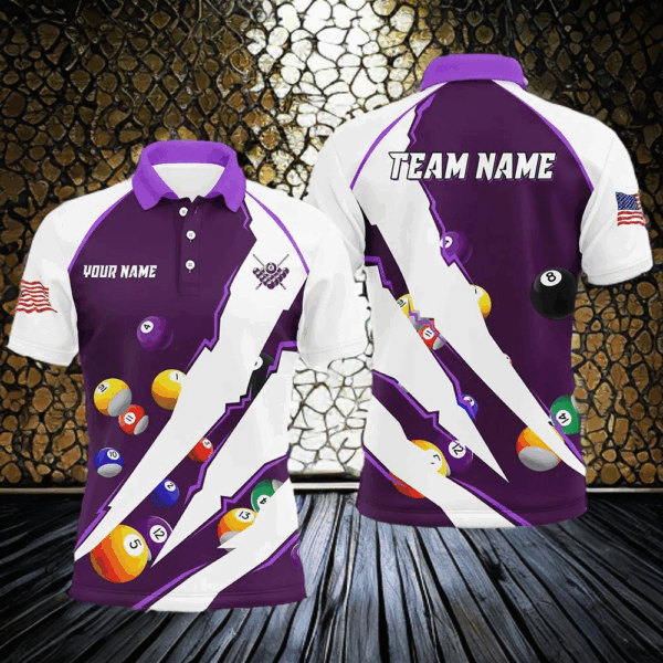 Personalized Billiard Balls Sport Jerseys For Men, Billiard Team Shirts, Pool Jerseys |Purple TDM2712