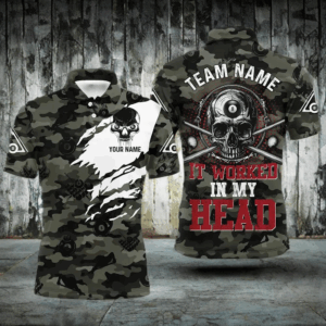 Billiard Skull It Worked In My Head Custom Camo Men Billiard Shirts, Funny Saying Shirt Billiard Jerseys TDM2705