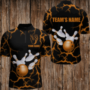 Personalized 3D Men's Bowling Team Jersey Bowling Shirt American Bowling Quarter-Zip Shirt QZT33