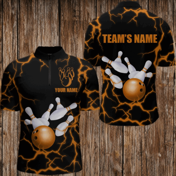 Personalized 3D Men's Bowling Team Jersey Bowling Shirt American Bowling Quarter-Zip Shirt QZT33