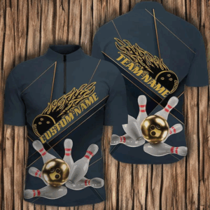 Custom Golden Bowling Shirts For Men, Flame Bowling Team Shirts Bowling Uniform IPHW7335