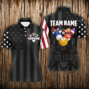 US Flag Billiard Shirt Billiard Jersey for Men Billiard Gifts for Men Team Polo & 1/4 Zip NNT21