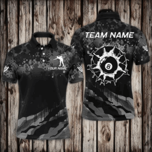 Personalized Grunge Camo Billiard Shirts For Men, Funny 8 Ball Pool Team Shirts Billiard Jerseys TDM3250