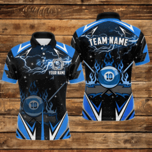 10 Ball Pool Billiard Jerseys For Men Custom Fire Flame 10 Ball Billiard League Team Shirts TDM2727