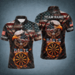 American Flag 3D Dartboard Fire Flame Custom Eagle Darts Shirt For Men, Patriotic Darts Team Jersey TDM1828