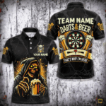 Darts And Beer That's Why I'm Here Custom Death Skeleton Men Darts Shirts, Drinking Dart Jerseys TDM3461