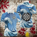 Personalized Blue Darts Waves Sea Darts Polo & Quarter Zip Custom Men Dart Shirts Funny Dart Jersey TDM3419