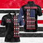 American Flag Black Darts Polo & Quarter Zip Shirt Custom Men Dart Shirts Patriotic Dart Jerseys TDM3355