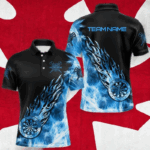 Black And Blue Light Icy Men Darts Polo & Quarter Zip Custom Dart Shirts For Team Dart Jerseys TDM3345