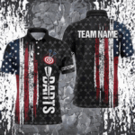 Grunge Vintage American Flag Custom Dart Shirts For Men, Pride Team Patriotic Dart Jerseys TDM3296